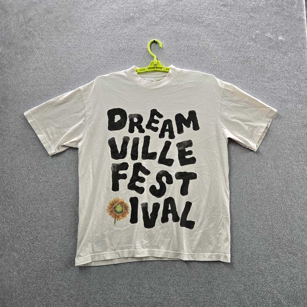 Dreamville Festival Men Shirt L Beige Graphic Festival Print